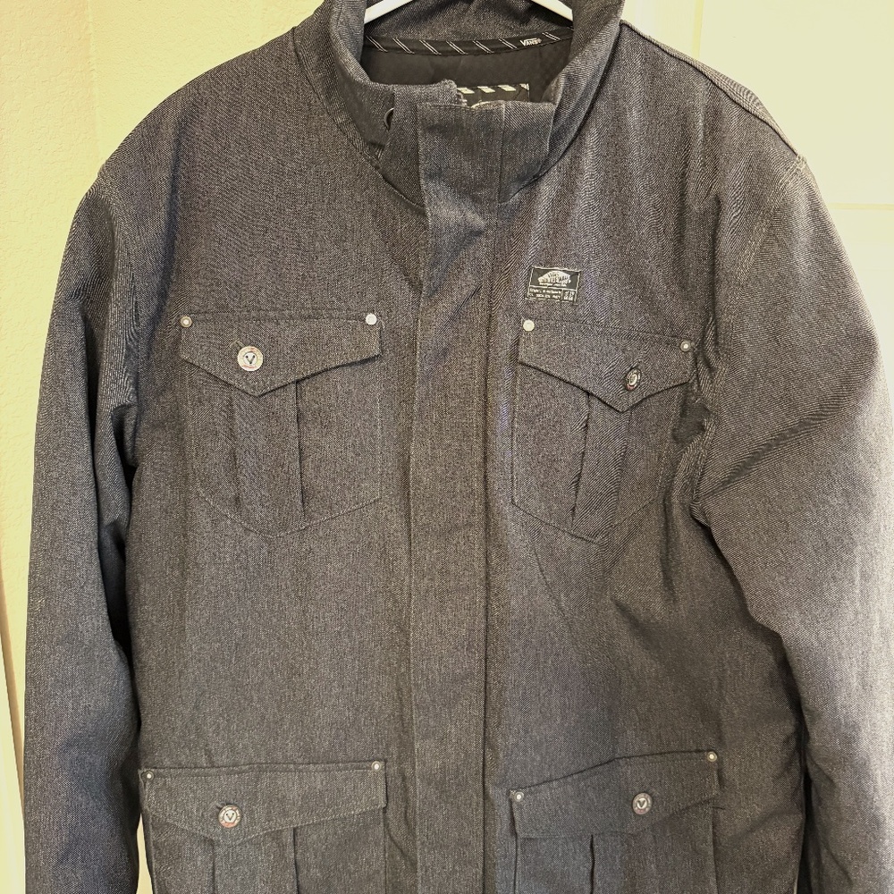 Vans Mens Coat Insulated Winter Cargo Jacket Gray Cold Weather Off The Wall